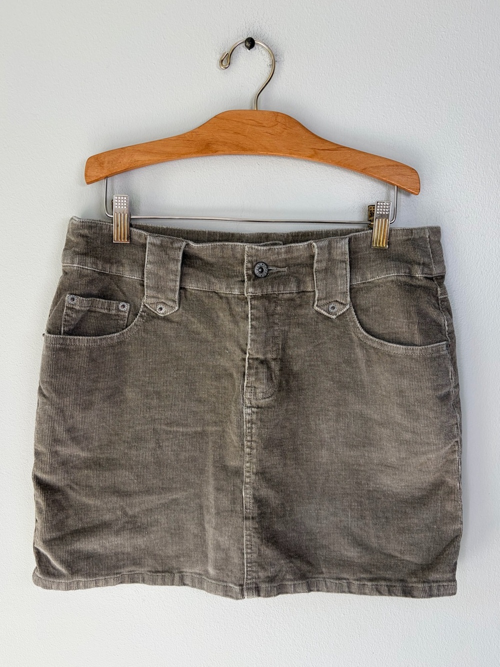 Vintage Y2K Lazer Jeans Gray/Brown Ramie Cotton Blend Corduroy Mini Skirt